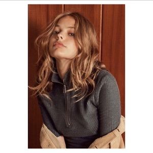 UO Silence + Noise Mavus Half Zip Ribbed Top